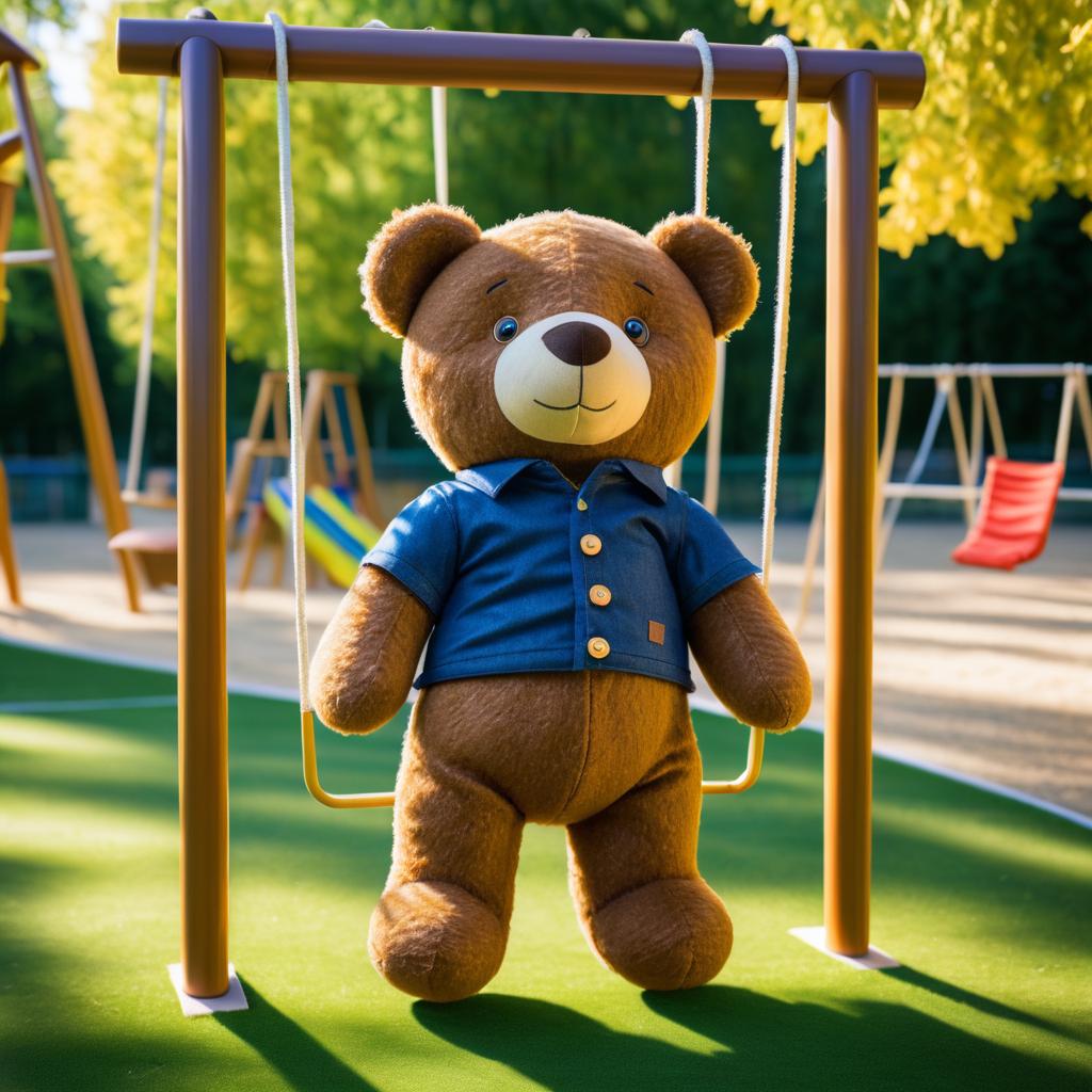 Life-Like Fabric Teddy Bear at Playground