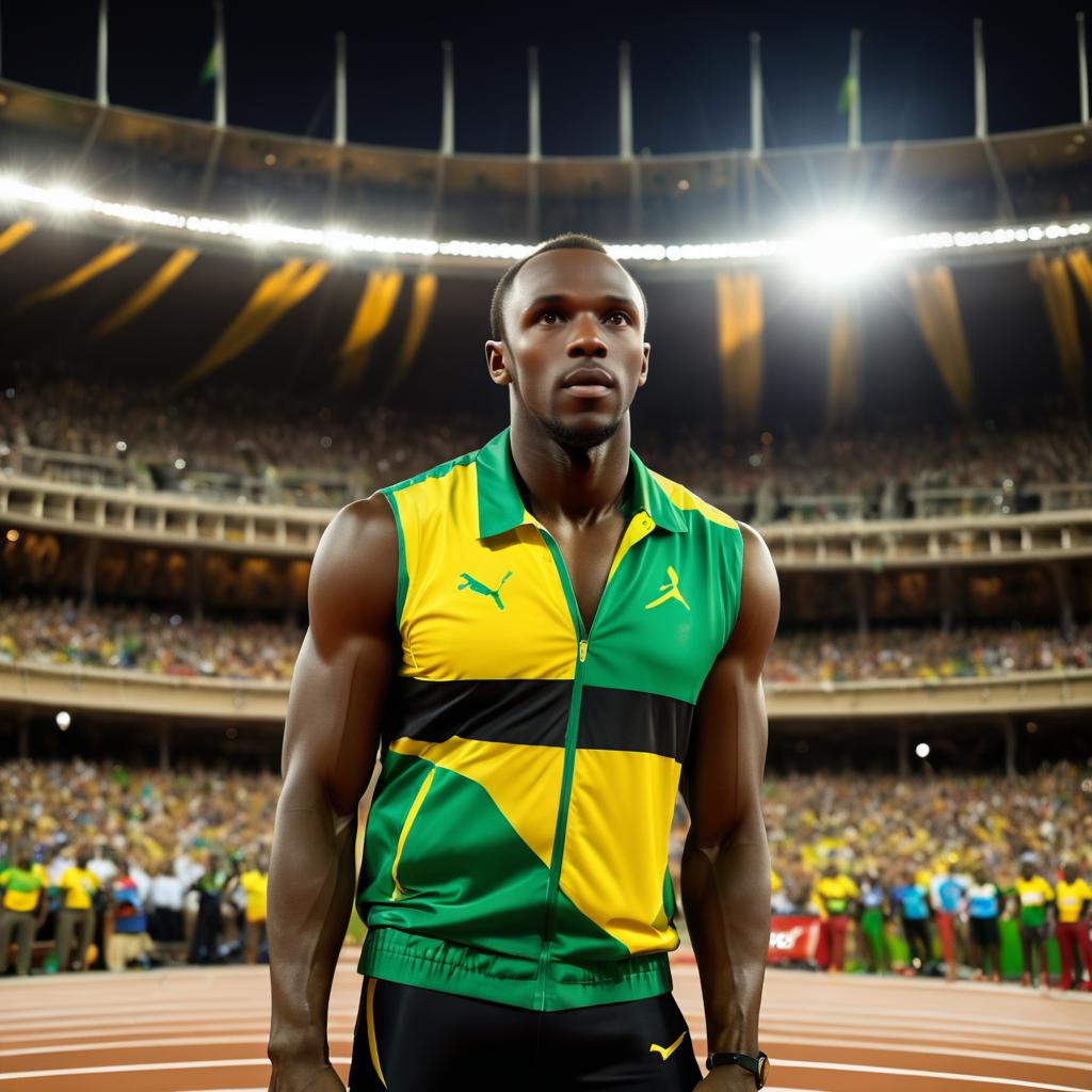 Dynamic Portrait of Usain Bolt in Coliseum