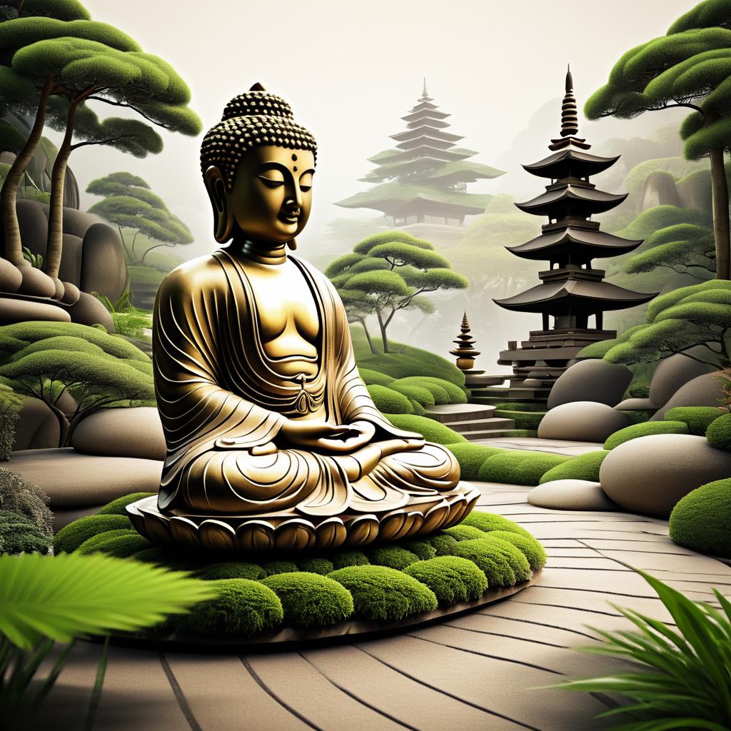 Serene Buddha in a Tranquil Zen Garden