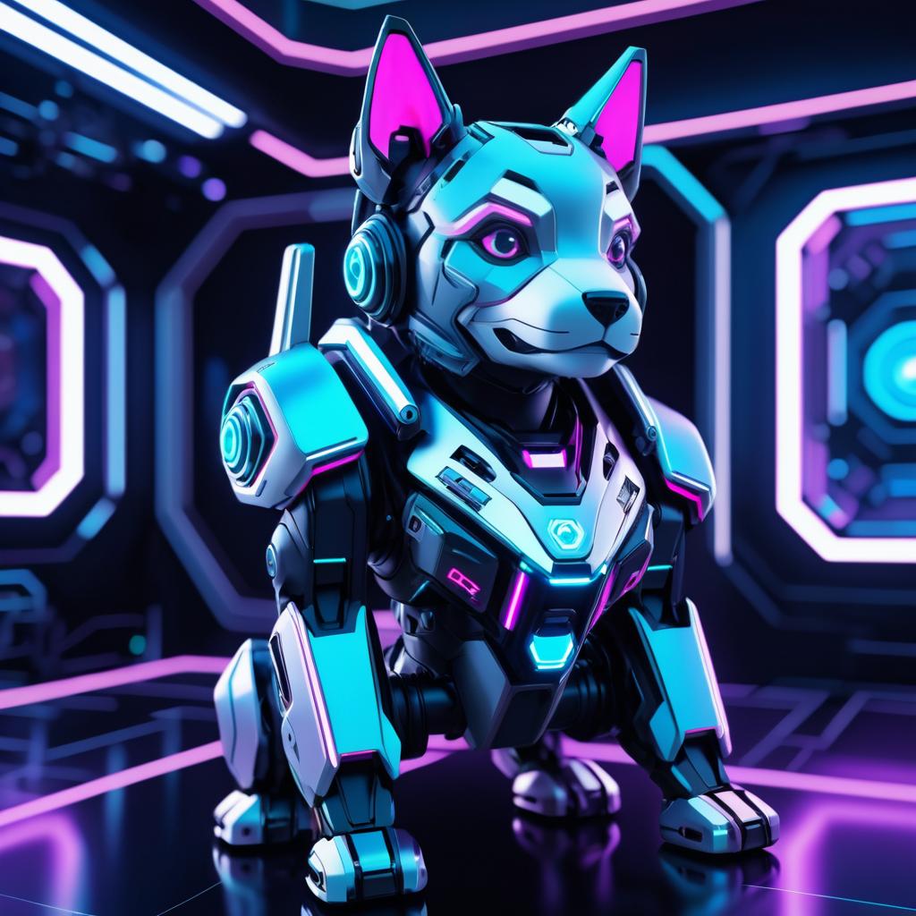 Hyper-Realistic Mecha Puppy on Space Station