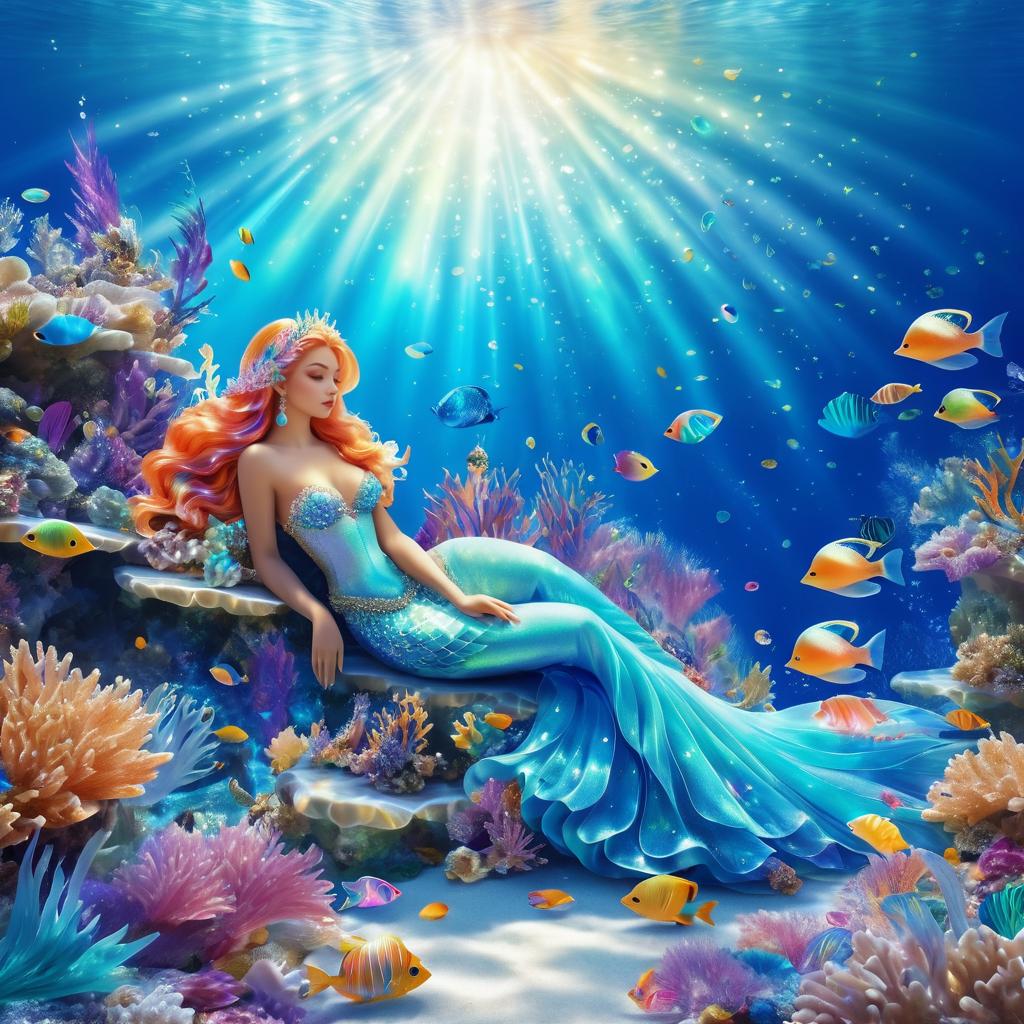 Enchanting Mermaid Among Coral Reefs