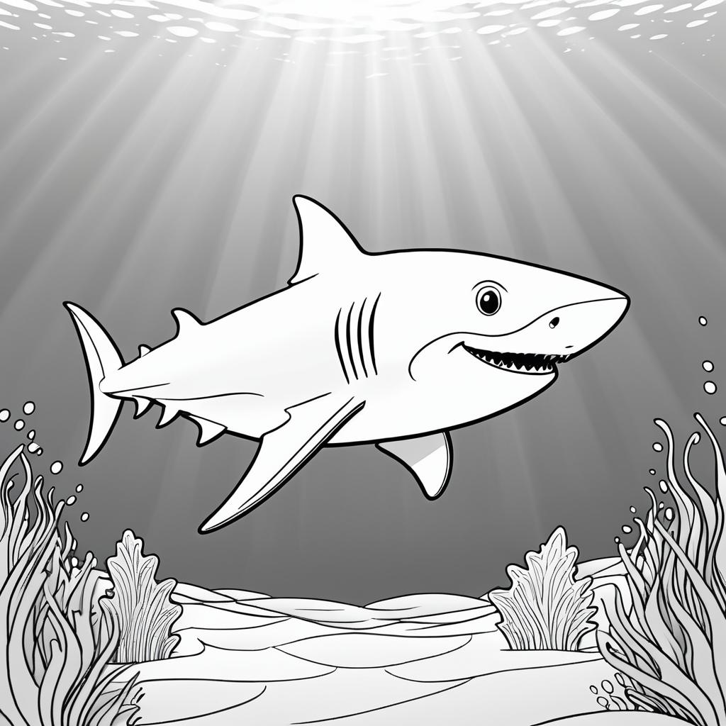 Cute Shark Coloring Page for Kids