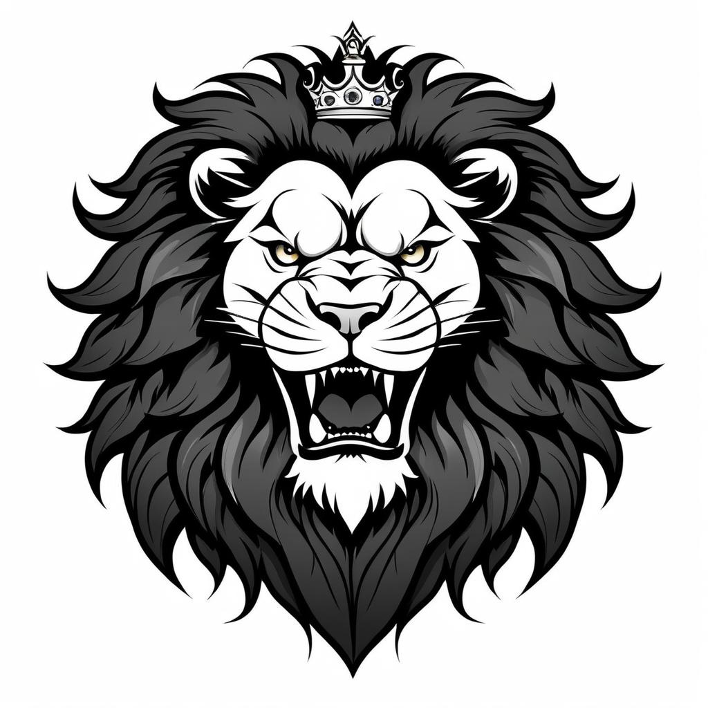 Exaggerated Fierce Lion Caricature Art