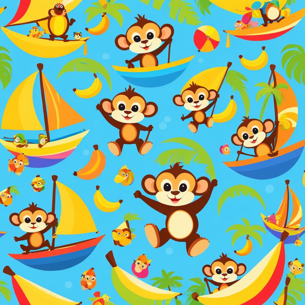 Playful Cartoon Monkey Adventure Scene