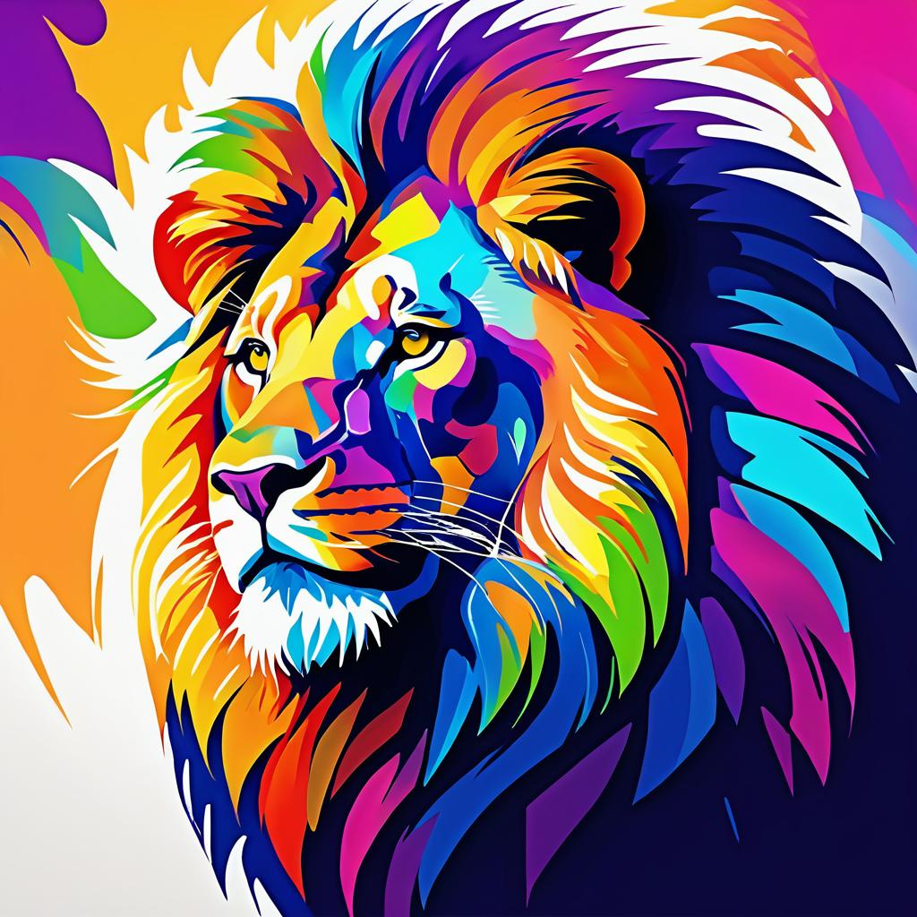 Colorful Abstract Lion Portrait Illustration