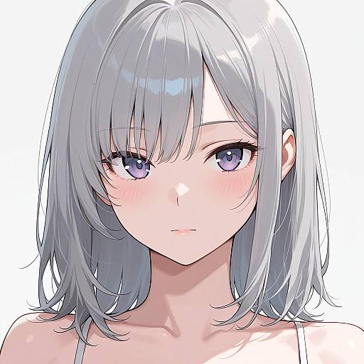 Gray-Haired Girl Upper Body Portrait