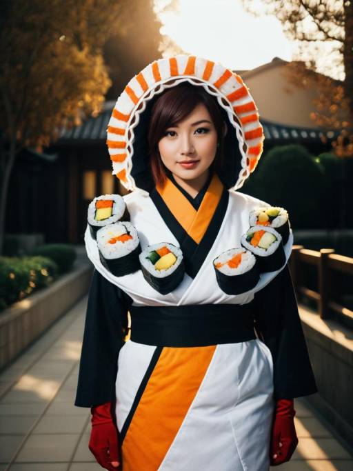 Person Wearing Creative Sushi Roll Costume