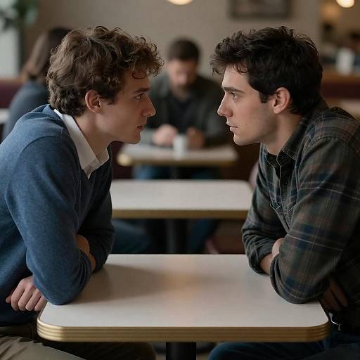 Intense Conversation in a Dim Café