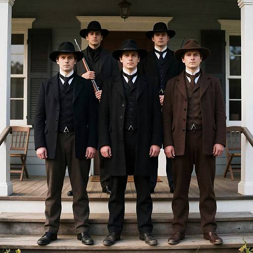 19th Century Western Men on Porch
