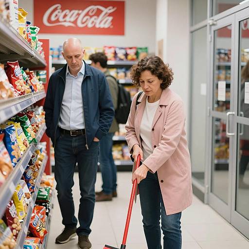 Busy Grocery Store Aisle Scene