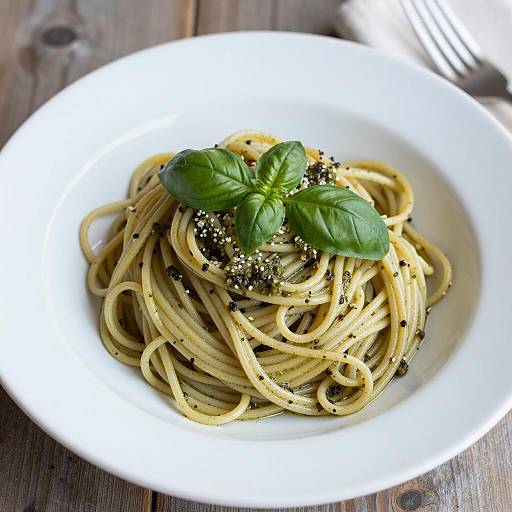 Spaghetti with Pesto and Basil