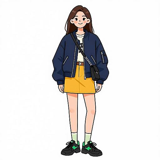 Stylish Smiling Woman in Streetwear