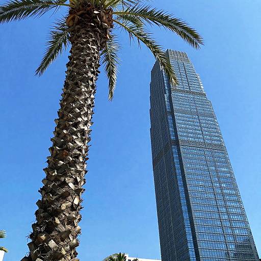 Palm Tree and Modern Skyscraper Contrast