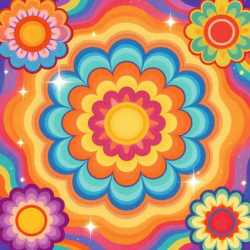 70's Groovy Flower Power Background