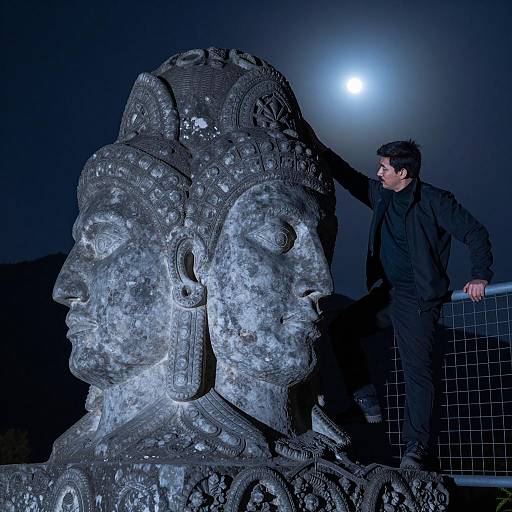 Moonlit Climb by the Twin Faces