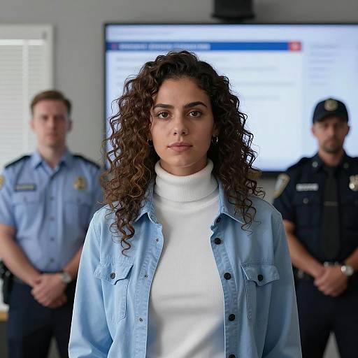 Focused Woman in Dimly Lit Room