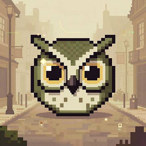 Pixel Art Steampunk Owl Mask