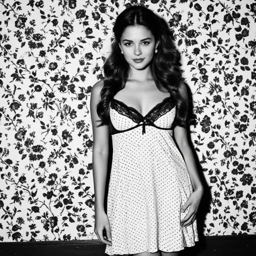 Young Model in Vintage Lingerie Nightgown
