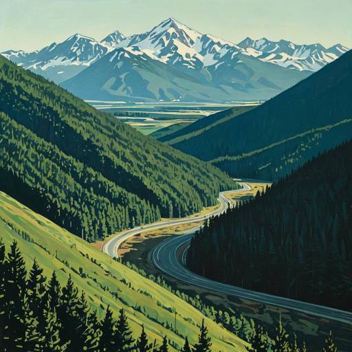 Cyberpunk Forest with Majestic Mountains