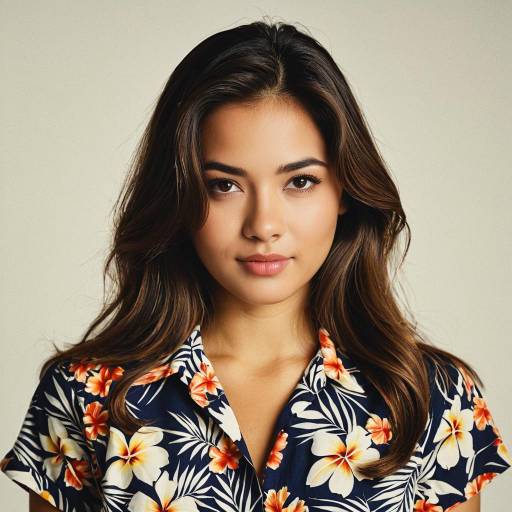 Young Woman in Floral Vintage Aloha Shirt