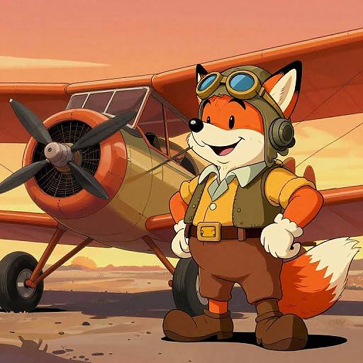 1930s Dwarf Fox Pilot at Sunset