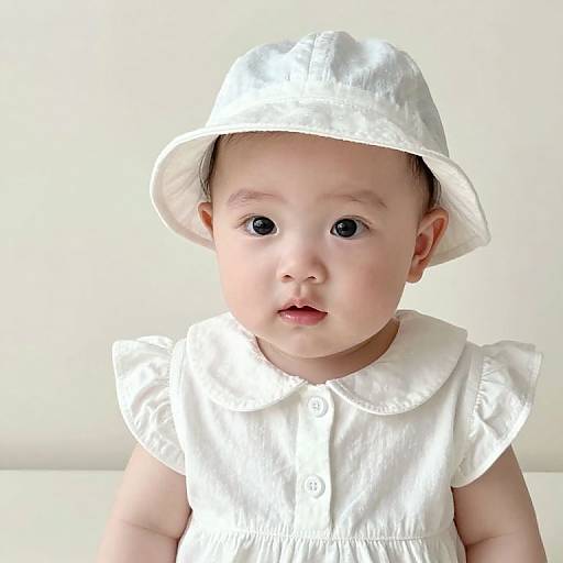 Asian Baby Girl in White Dress