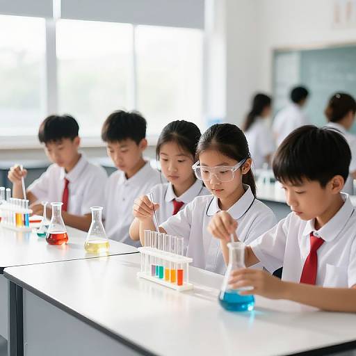 Students Performing Chemistry Experiment