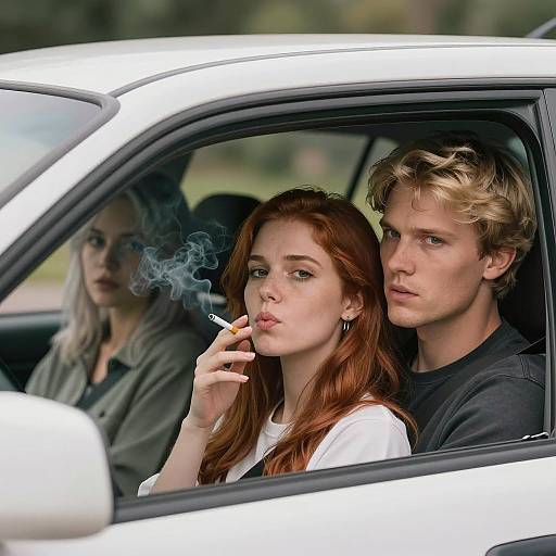 Dynamic Car Scene with Four Characters