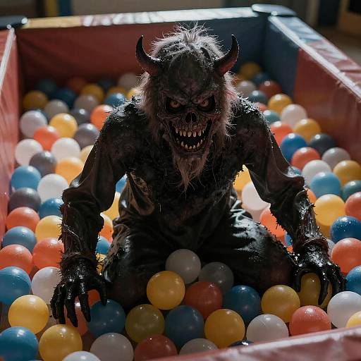 Backlit Monster in Soggy Ball Pit
