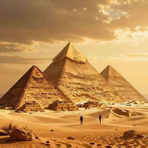 Surreal 3D Desert Pyramids Scene