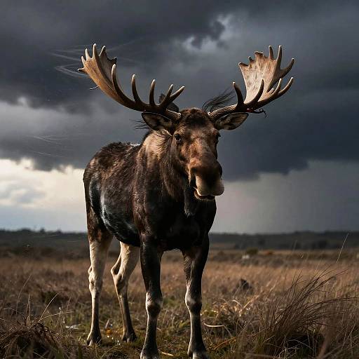 Stormbound Bull Moose Cinematic Golden-Hour Portrait