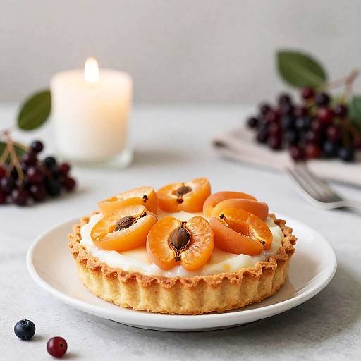 Apricot Tart with Cream and Elderberries