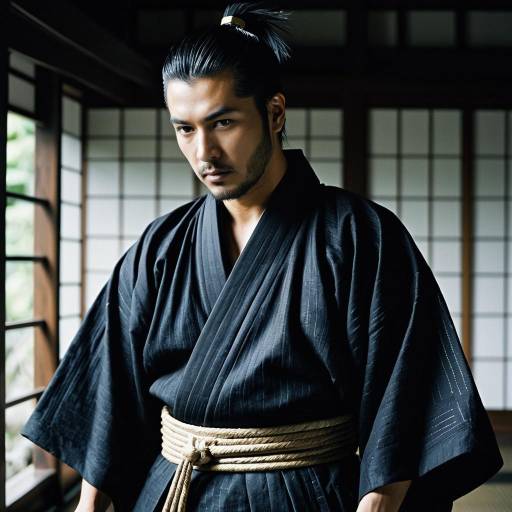 Man in Dark Samurai Kimono