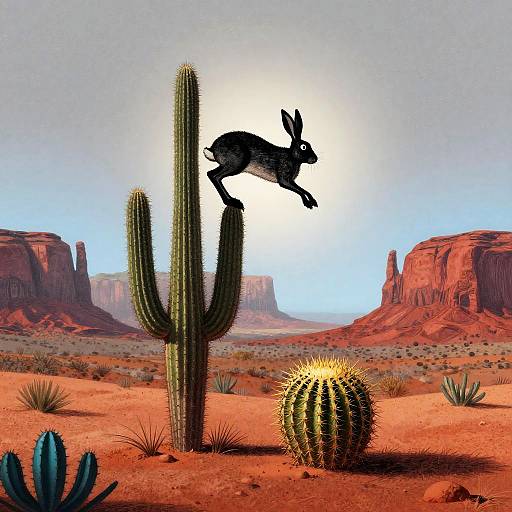 Jackrabbit Leap on Desert Cacti