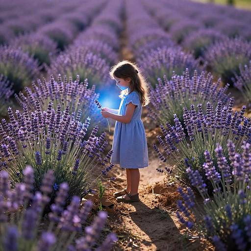 Serene Lavender Field with Girl