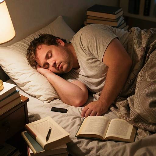 Cozy Sleeping Man in Messy Room