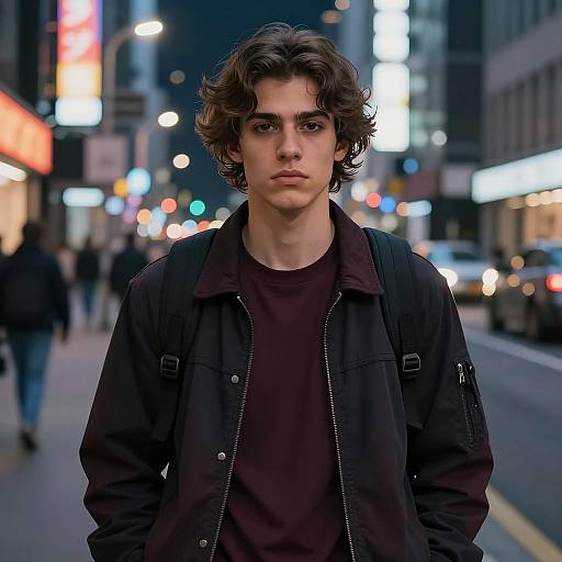 Nighttime Urban Cyber Aesthetic Portrait