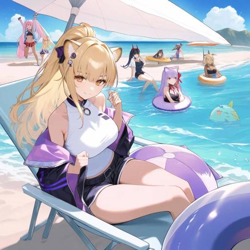 Vibrant Beach Crossover with Vtubers