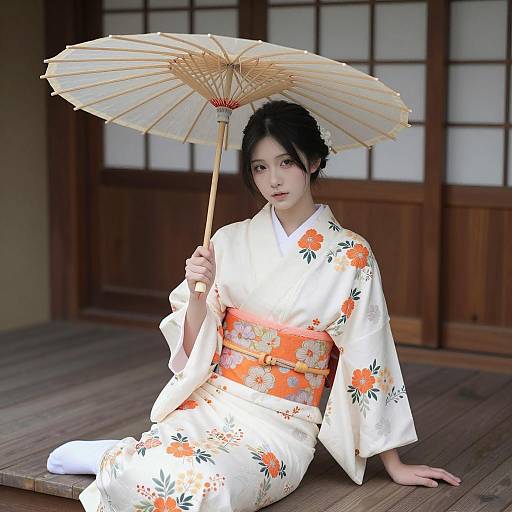 Serene Elegance in Traditional Japanese Attire