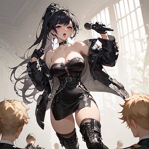 Anime Idol Singer in Military Style Outfit