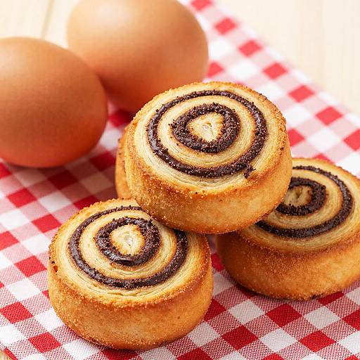 Close-Up of Swirled Chocolate Pastries