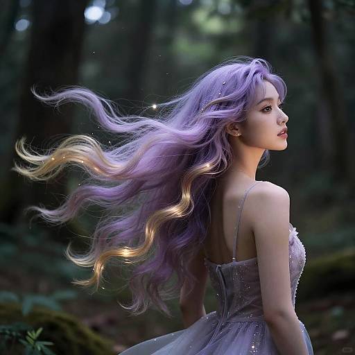 Ethereal Lavender and Gold Hair