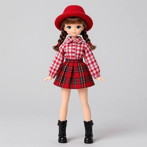 Female Doll in Red Plaid Outfit