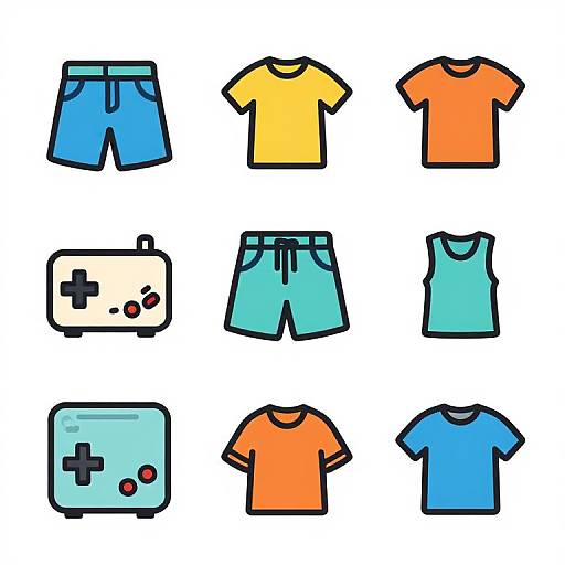 Clothing and Retro Gaming Console Icons