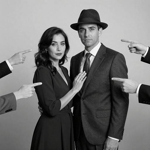 Vintage Style Couple with Pointing Hands