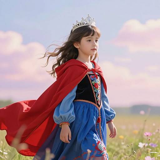 Enchanting Young Girl in Flowing Cape