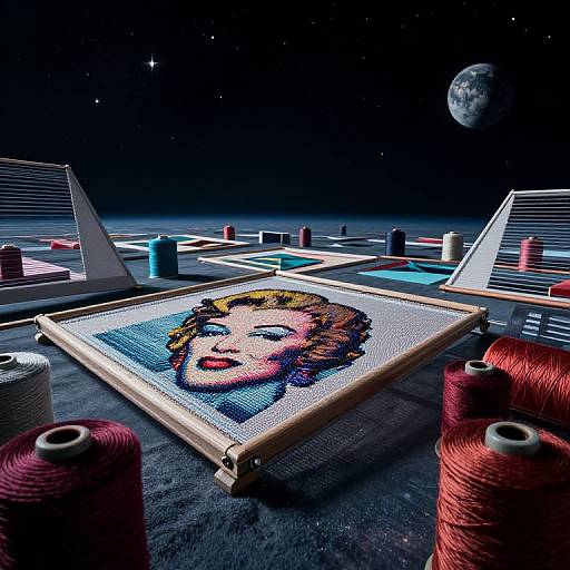 Geometric Embroidery Thread Organizer Art