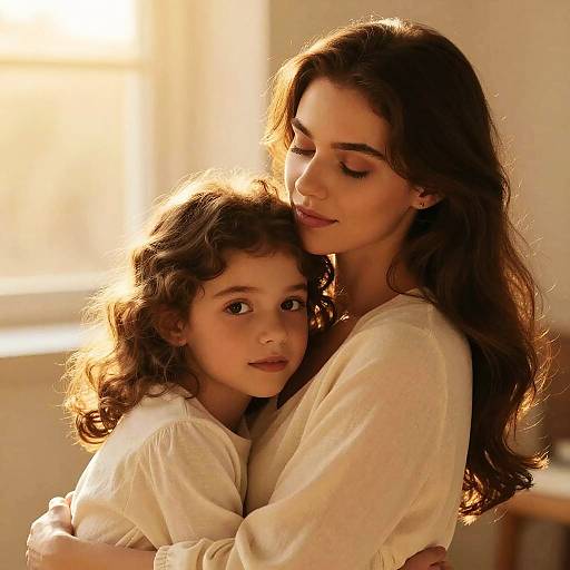 Tender Embrace Between Mother and Daughter