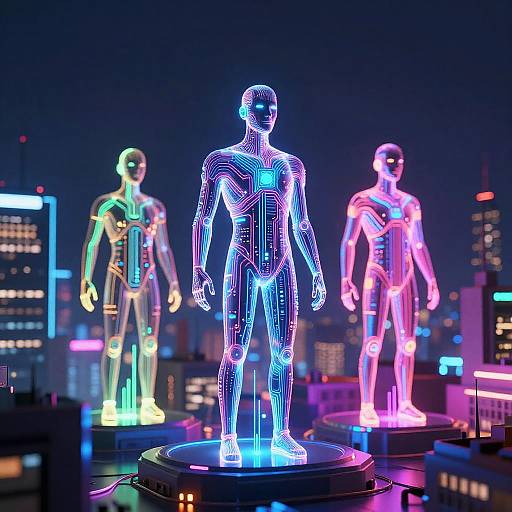 Futuristic Neon City AI Album Art