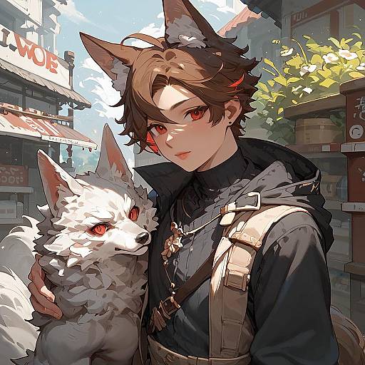 Charming Fox Boy in Outdoor Setting